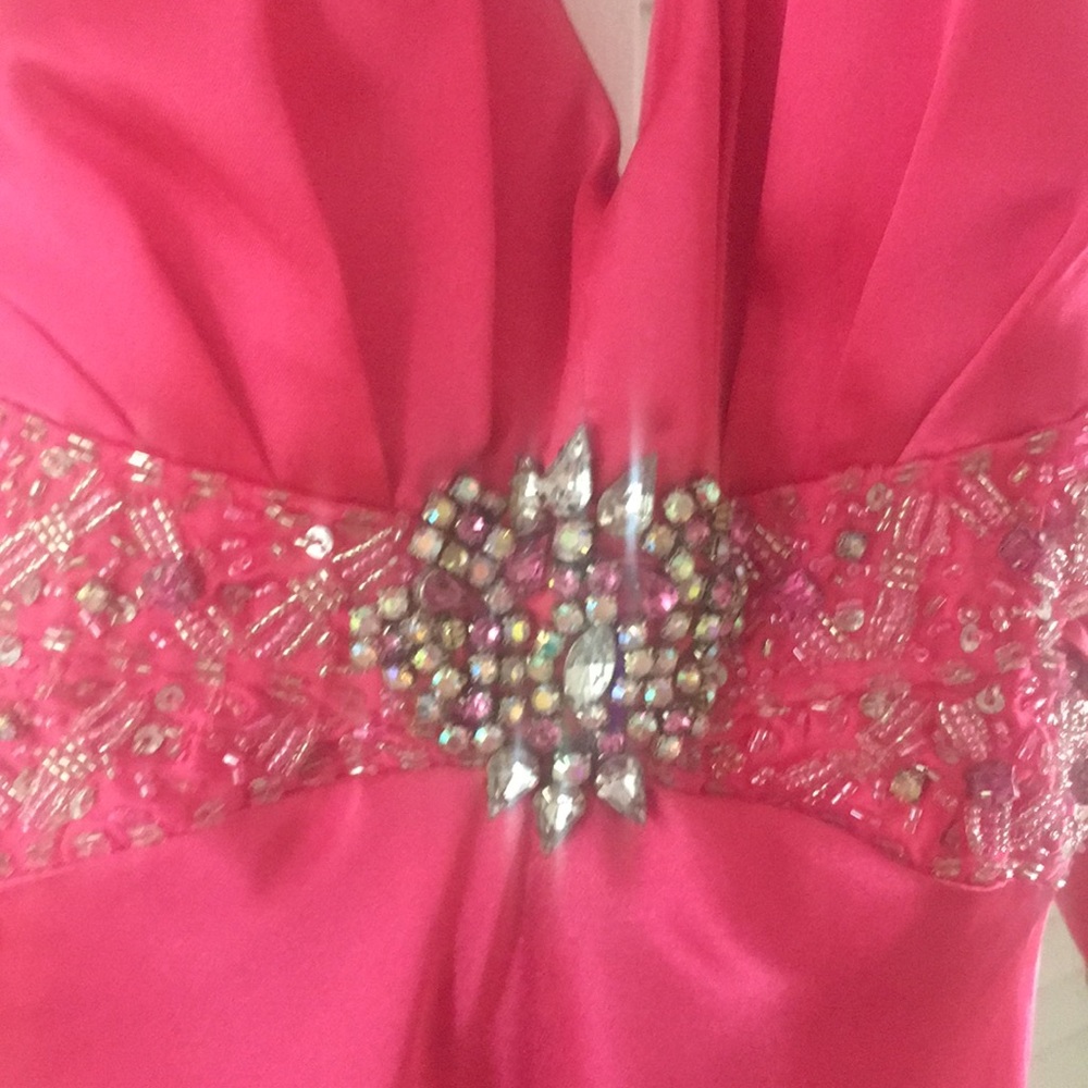 Pink & sparkles satin gown sz 9/10